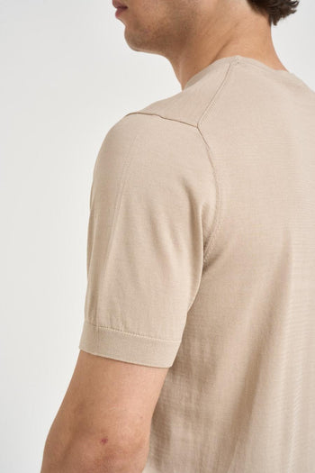 T-shirt uomo in maglia beige - 5