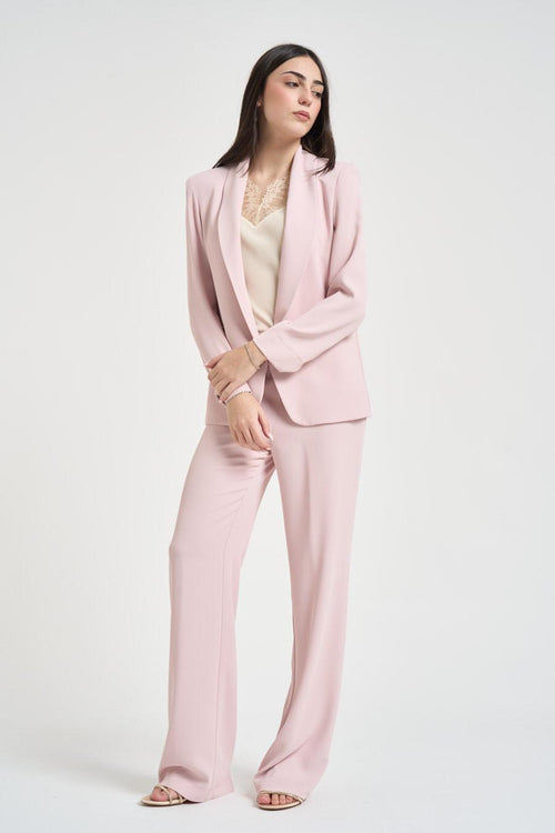 Completo donna monopetto rosa pastello