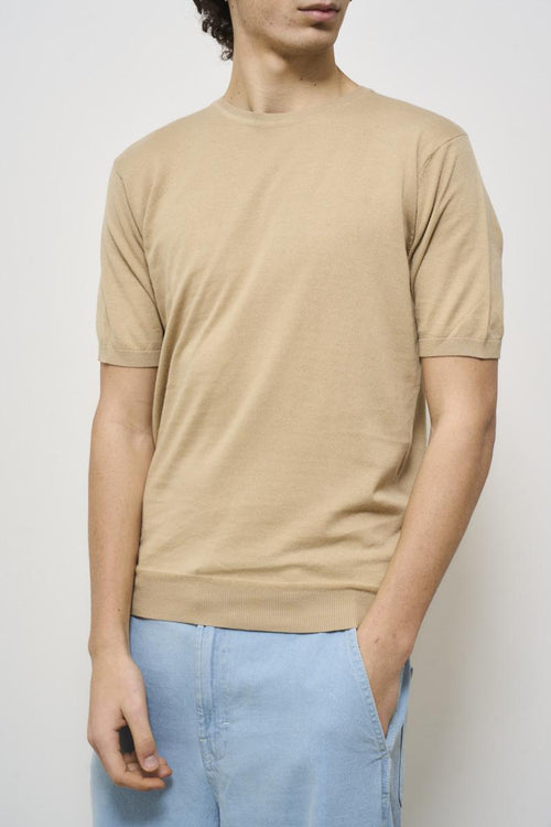 T-shirt uomo in maglia beige - 2