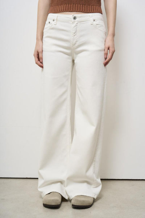 Jeans donna a palazzo in denim bianco