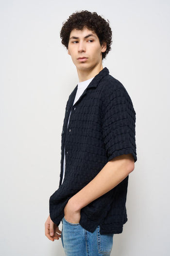 Camicia uomo traforata nera - 3