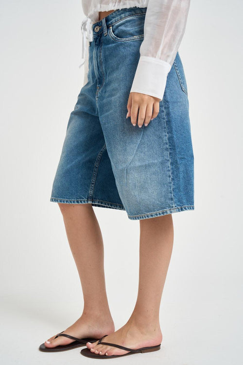 Bermuda donna a vita bassa denim - 2