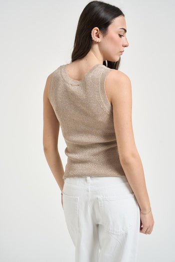 Top donna in maglia lurex oro - 4
