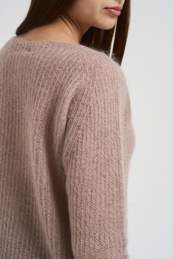 Maglia donna scollo a barchetta tortora - 4