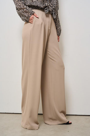Pantalone donna a palazzo beige - 3
