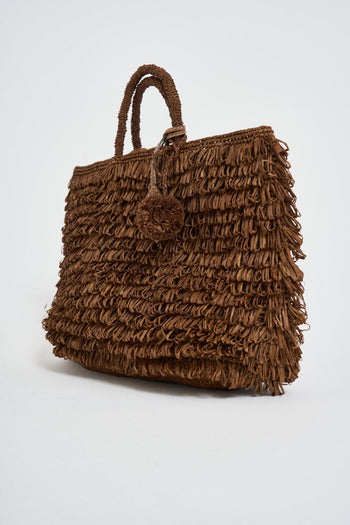 Borsa donna in rafia marrone - 3