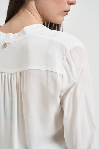 Blusa donna scollo a V bianca - 4