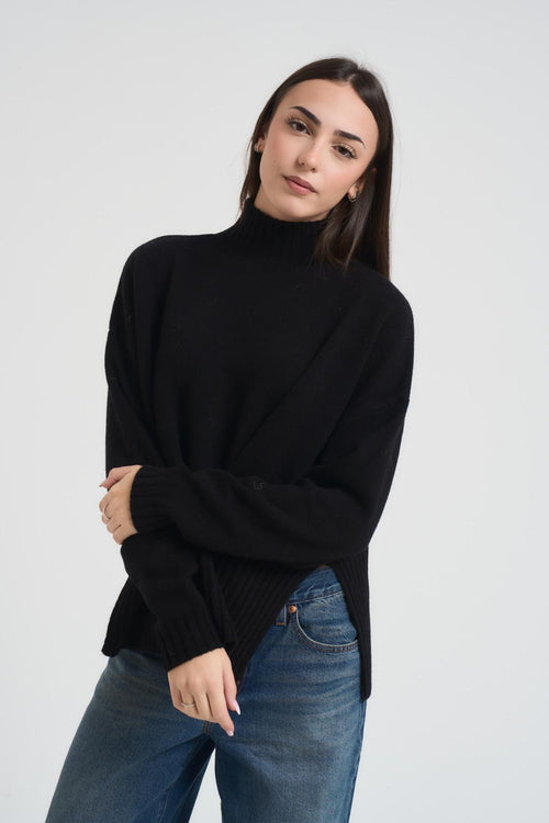 Maglia donna mezzo collo nera