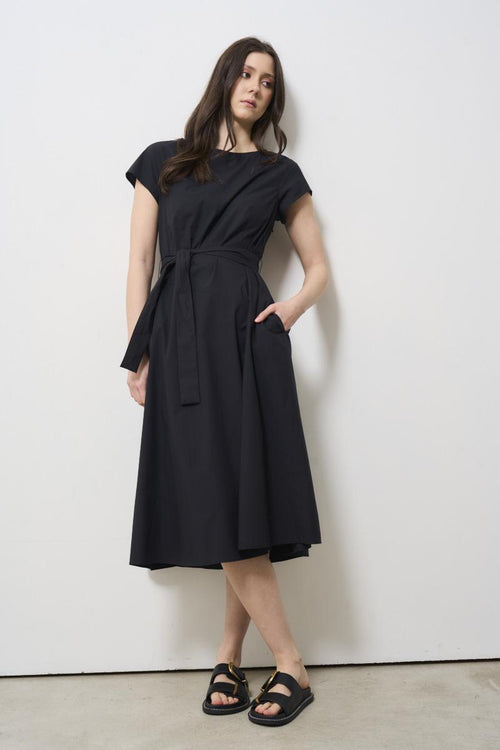 Black women's dress with belt - 2