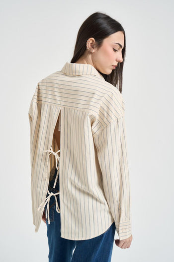 Camicia donna a righe giallo pastello - 4