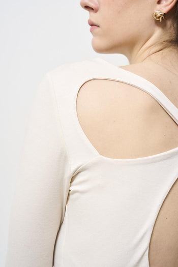 Maglia donna panna cut-out sul retro - 4