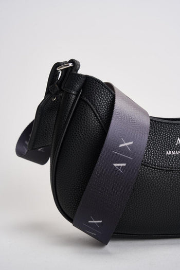 Borsa donna nera con tracolla in tessuto - 3