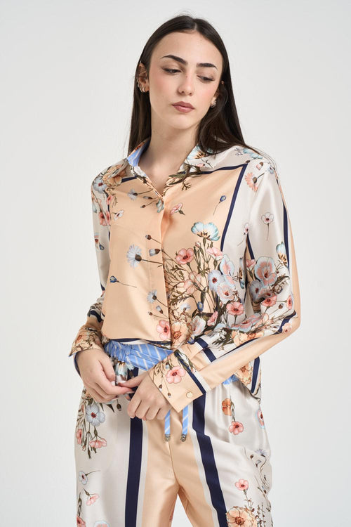 Camicia donna floreale satinata - 2