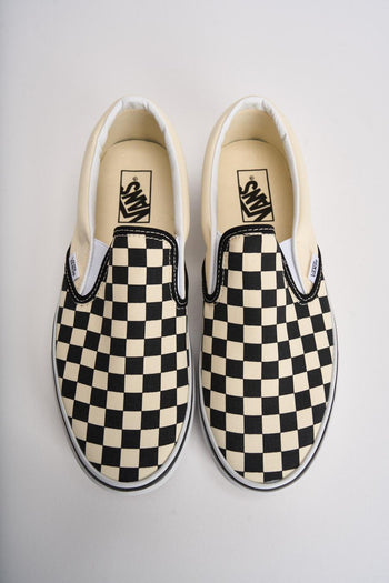Sneakers uomo Classic slip-on scacchi panna e nera - 6