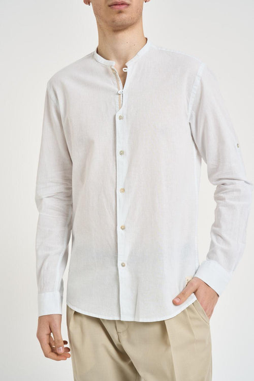 Camicia uomo in misto lino e cotone bianca