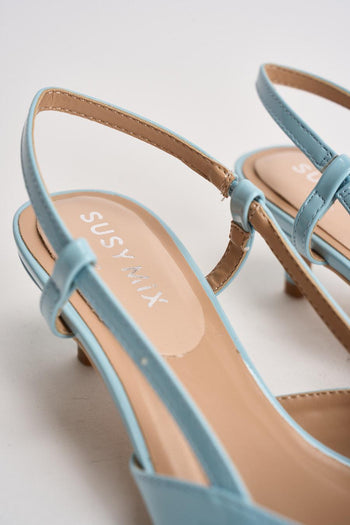 Slingback donna in vernice celeste - 5