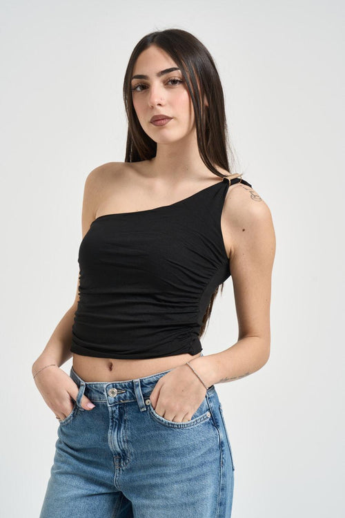 Top donna monospalla nero - 2