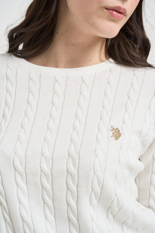 Maglia donna a treccia bianca - 2