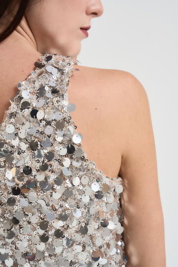 Top donna con paillettes argento - 4