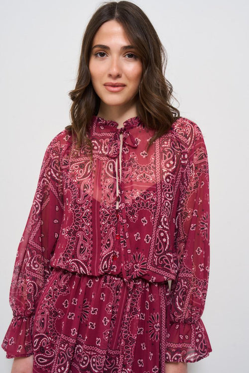 Abito donna lungo fantasia bandana rosso - 2