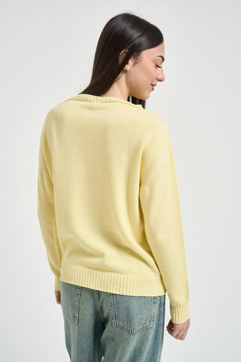 Maglia donna scollo a barca gialla pastello - 3