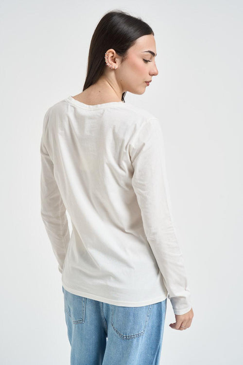 T-shirt donna a manica lunga panna - 2