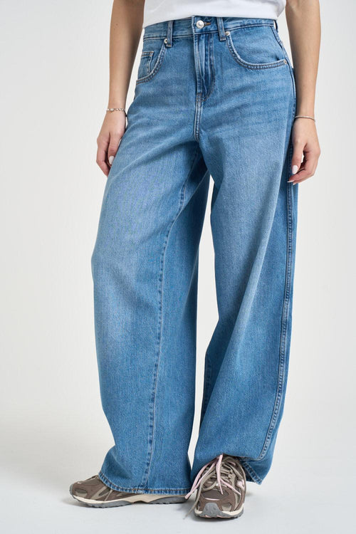 Jeans donna largo in denim blu - 2