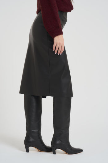 Gonna donna midi in ecopelle nera - 5