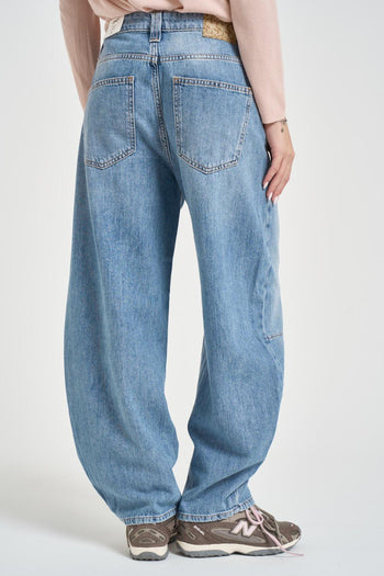 Jeans donna balloon in denim blu chiaro - 6