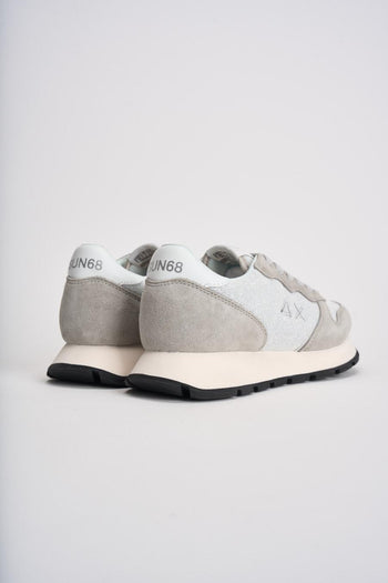 Sneakers donna in suede grigio chiaro e silver - 7