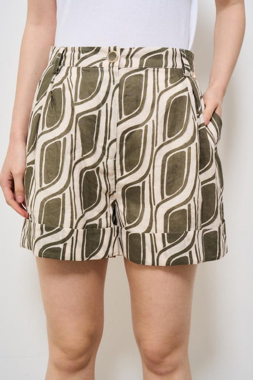 Shorts donna in fantasia verde