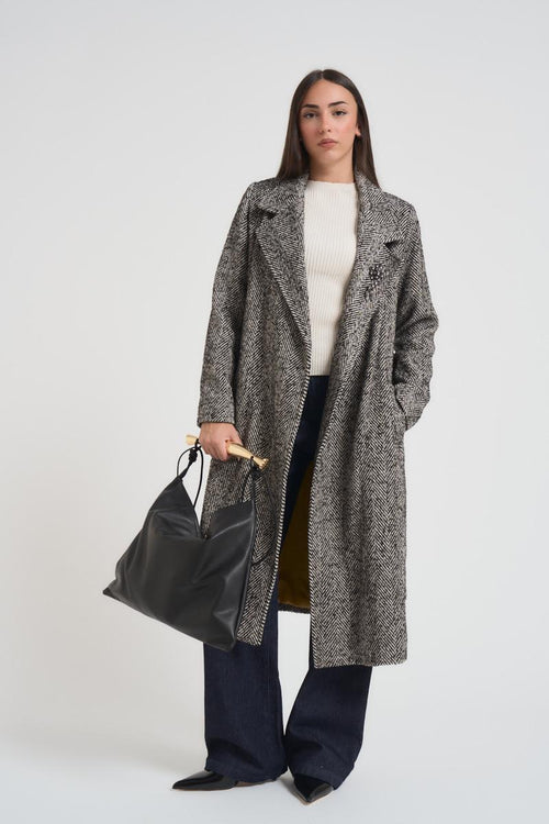 Cappotto donna doppiopetto sale e pepe