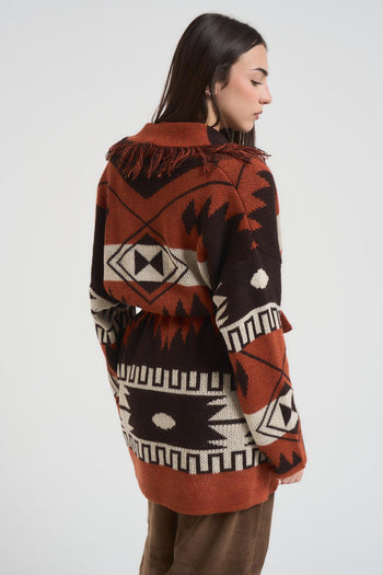 Cardigan donna in maglia multicolor - 4