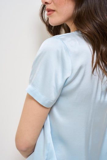 T-shirt donna celeste girocollo - 3
