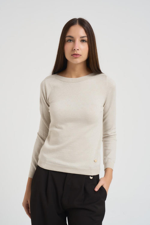 Maglia donna in lurex panna