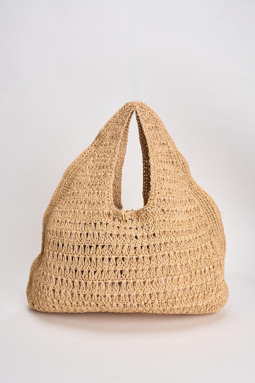 Borsa donna in rafia beige