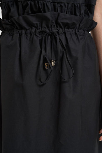 Gonna donna midi in cotone nera - 5