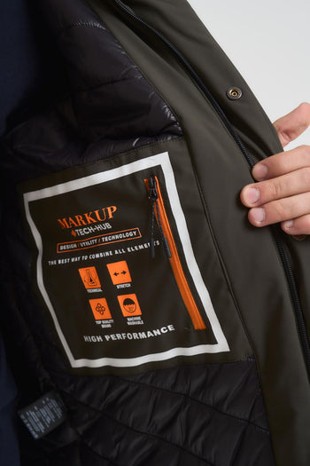 Giubbotto uomo con cappuccio verde militare - 7