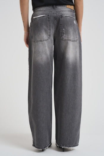Jeans donna a palazzo in denim grigio chiaro - 4