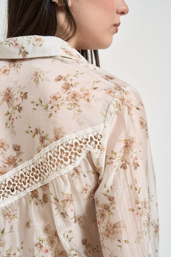 Camicia donna stampa floreale panna - 4