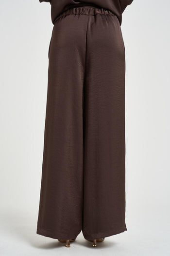 Pantalone donna satinato marrone - 3
