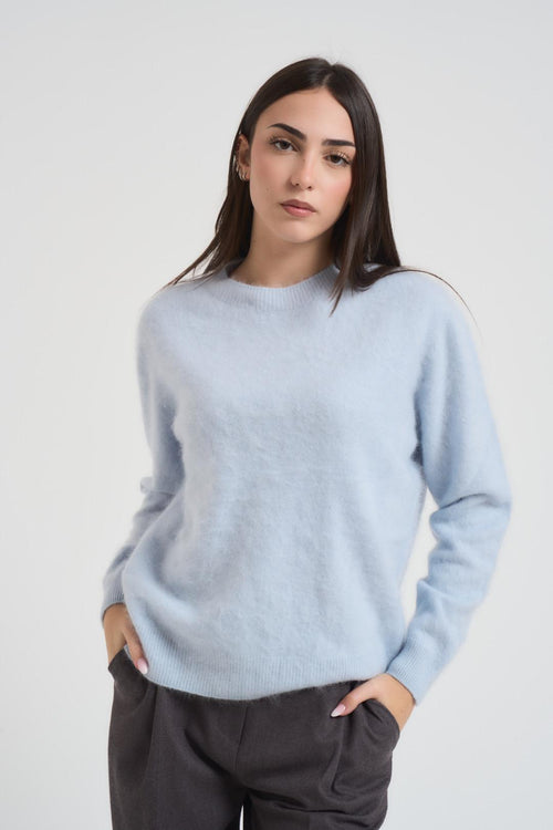 Maglia donna girocollo celeste