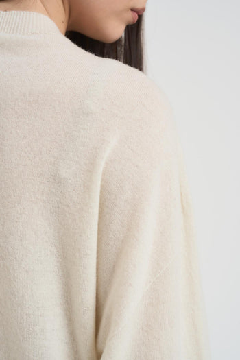 Maglia donna scollo a barca panna - 5