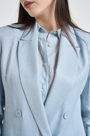Giacca donna doppiopetto celeste - 4