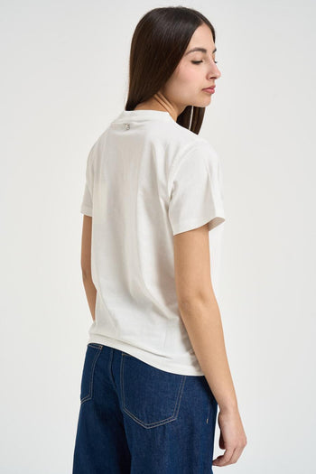 T-shirt donna apertura a goccia bianca - 3