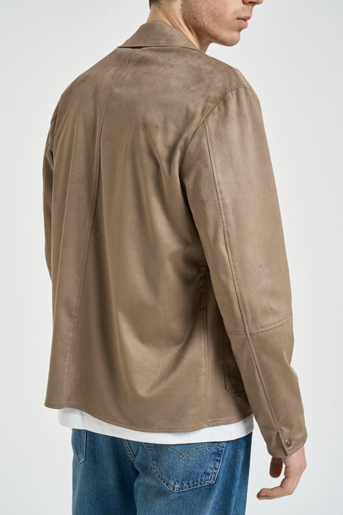 Giubbotto uomo in pelle scamosciata fango - 2