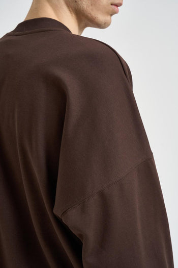 Felpa uomo girocollo marrone<BR/> - 4