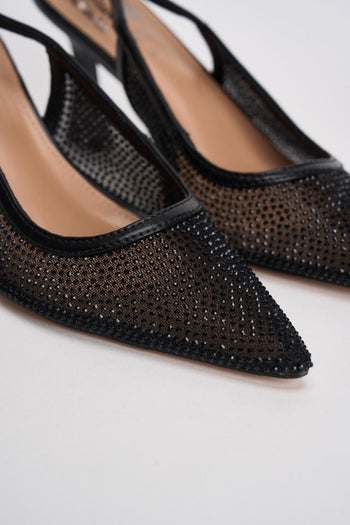 Slingback donna con strass nera - 4