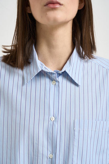 Camicia donna celeste a righe blu - 3