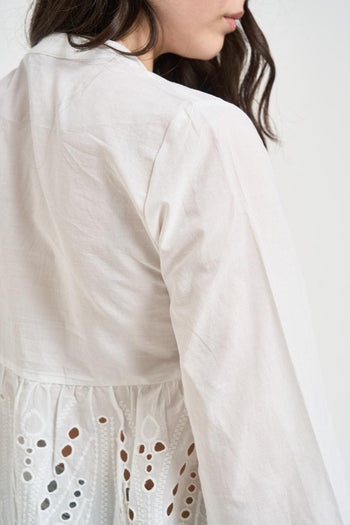 Camicia donna traforata bianca - 5